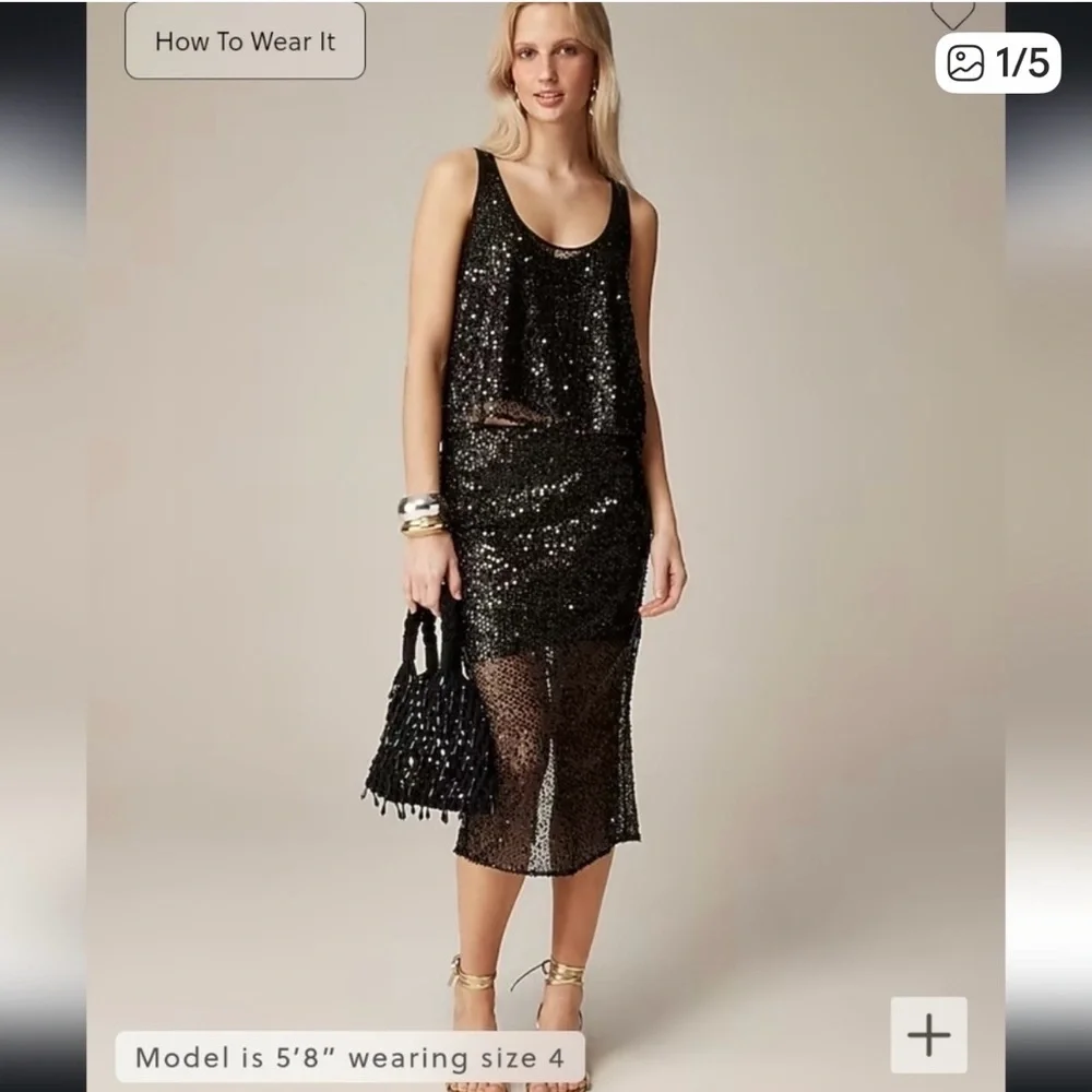 Black Sequin jcrew collection skirt - Picture 3 of 5